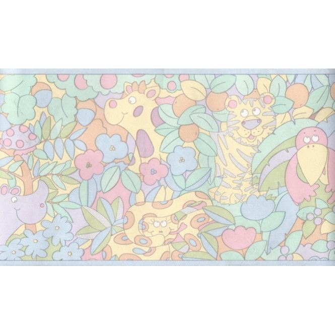 Jungle in Pastels Multicoloured 10 Metre Border by Coloroll 200253