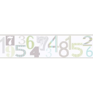 Kids Party Self Adhesive 123 Green / Blue Border by AS Creation 8956-22
