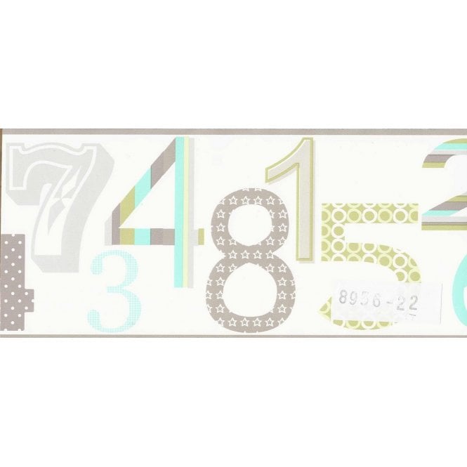 Kids Party Self Adhesive 123 Green / Blue Border by AS Creation 8956-22