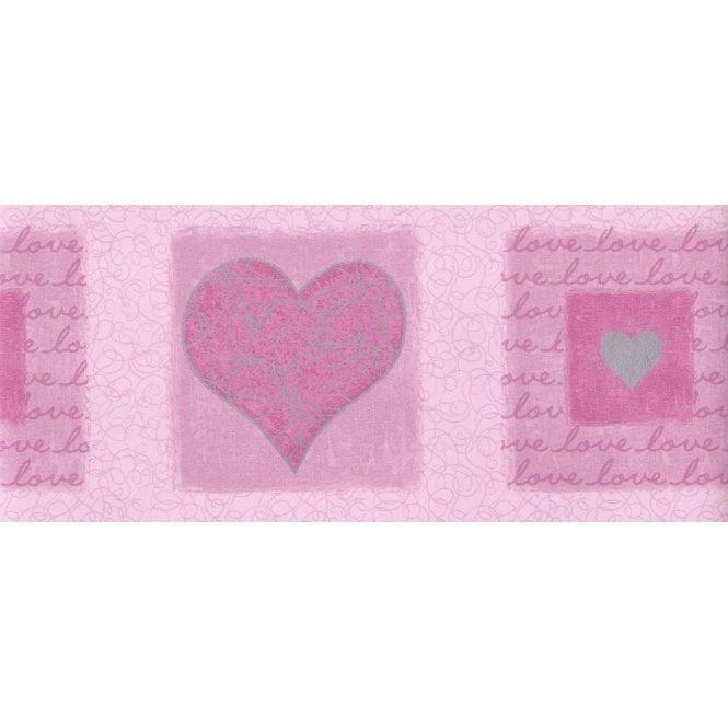 Kids Sweet Pink Love Heart Border by Coloroll DZ5034B