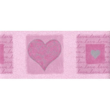 Kids Sweet Pink Love Heart Border by Coloroll DZ5034B