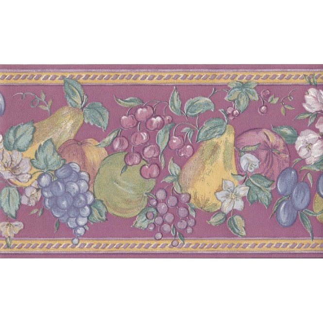 Kimberley Fruit 10 metre Wallpaper Border in Plum by Coloroll 512370