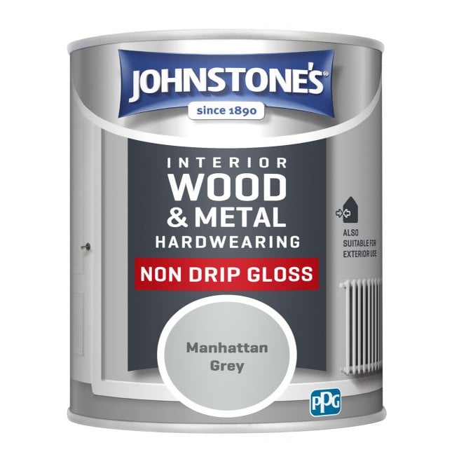 Manhattan Grey Non Drip Gloss - Johnstones Hardwearing Interior Wood & Metal Paint