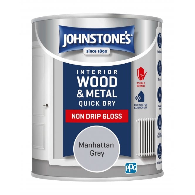 Manhattan Grey Quick Dry Gloss - Johnstones Interior Wood & Metal Paint