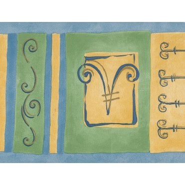 Max Retro Scroll Blue / Green / Yellow Border by Coloroll 375869