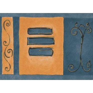Max Retro Scroll Blue / Yellow / Red Border by Coloroll 375876
