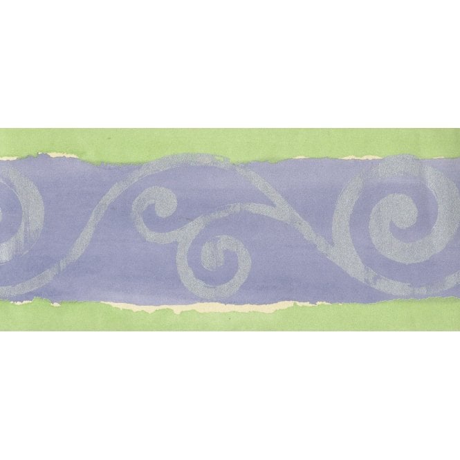 Modern Scroll Green / Lilac Border by Coloroll 686644