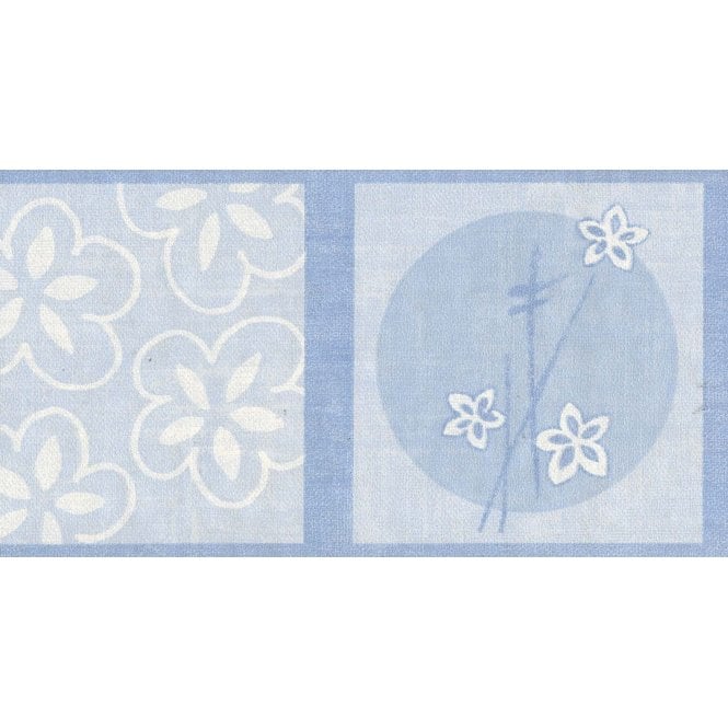 Modern Squares Daisy Blue Border by Holmes 232-41