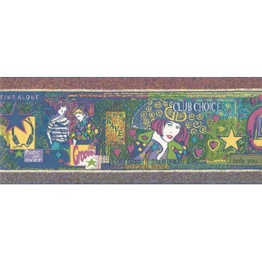 Nouveau Lyrics Blue / Multi 10 Metre Border by Coloroll 200437