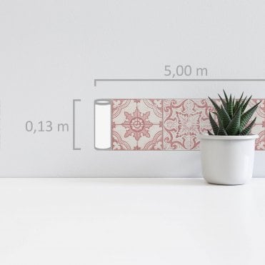 Only Borders 10 Tile White / Red Self Adhesive Border 3651-62