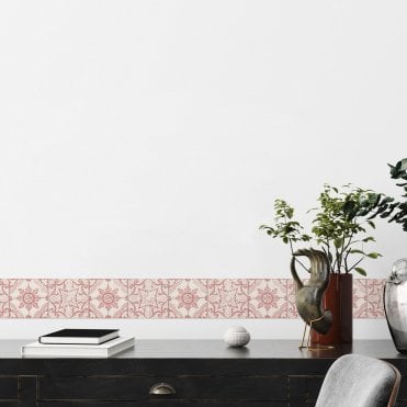 Only Borders 10 Tile White / Red Self Adhesive Border 3651-62