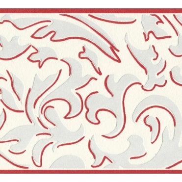 CLOSE UP Only Borders 9 Red / Grey Border By AS Creation 96207-1