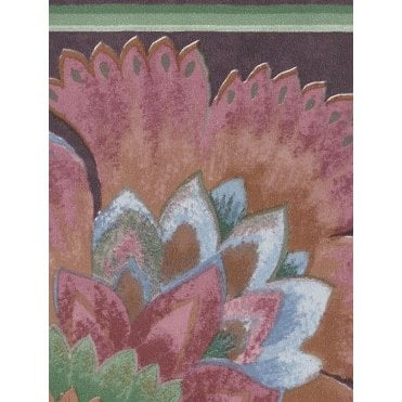 Palace Gardens Jacobean Floral Plum / Burgundy 10 Metre Border by Fine Decor B5251