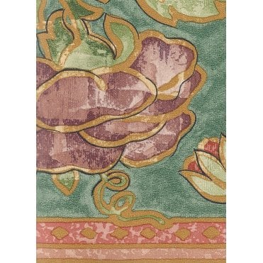 Palace Gardens Rosette Green / Orange 10 Metre Vinyl Border By Fine Decor B5247