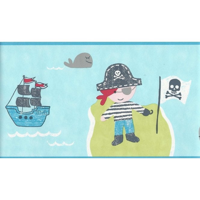 Pirates Boats Blue Border by Decorline DLB50088