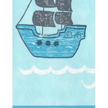 Pirates Boats Blue Border by Decorline DLB50088