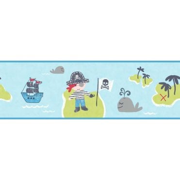 Pirates Boats Blue Border by Decorline DLB50088