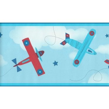 Planes Blue Border by Decorline DLB50086