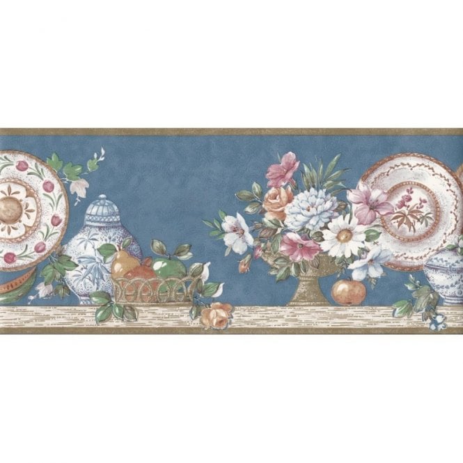 Pot Pourri Blue Vinyl Border by Coloroll 265573