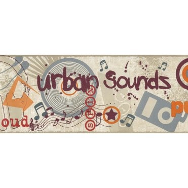 Pump It Up Beige Border by Coloroll Kids M0183