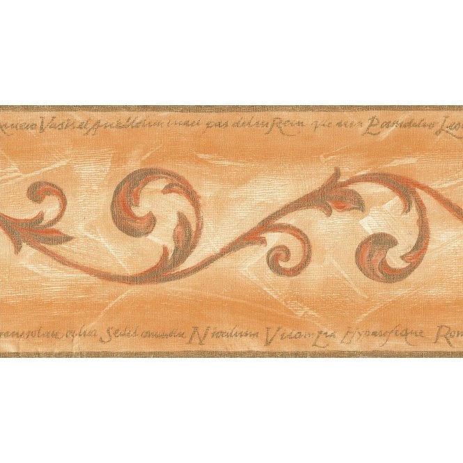 Radiance Scroll Yellow / Terracotta Border by Country Decor RAD-1474B