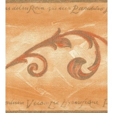 Radiance Scroll Yellow / Terracotta Border by Country Decor RAD-1474B