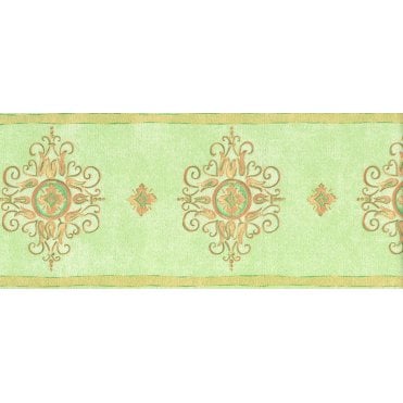 Regency Motif Green / Gold 10M Border by Fine Decor B5823
