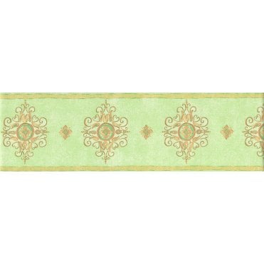 Regency Motif Green / Gold 10M Border by Fine Decor B5823