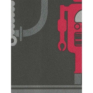 Robots Wallpaper Border Black / Red by Decorline DLB07533