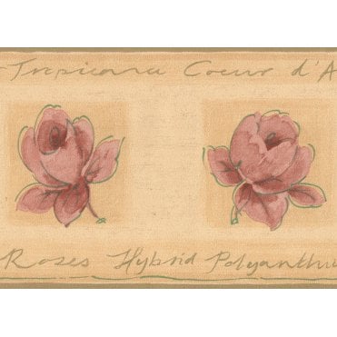 Romantic Rose Bloom Motif Peach / Red Border by Zen 4742
