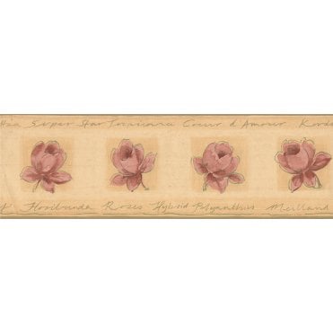 Romantic Rose Bloom Motif Peach / Red Border by Zen 4742