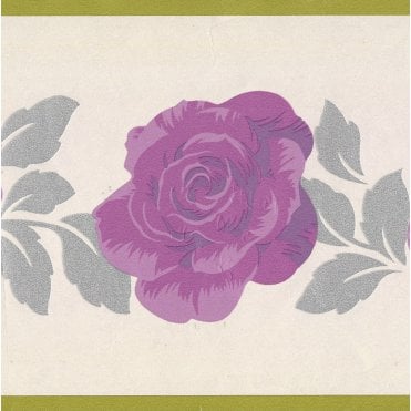 Rose Blooms Purple / Cream Border by Fine Decor 191313