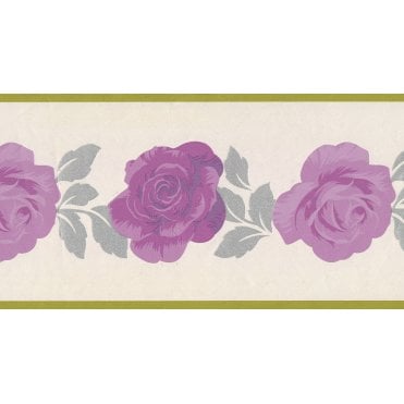 Rose Blooms Purple / Cream Border by Fine Decor 191313