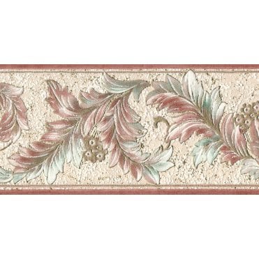SAMPLE - Acanthus Scroll Terracotta / Gold Blown Vinyl Border by Country Decor 4202B