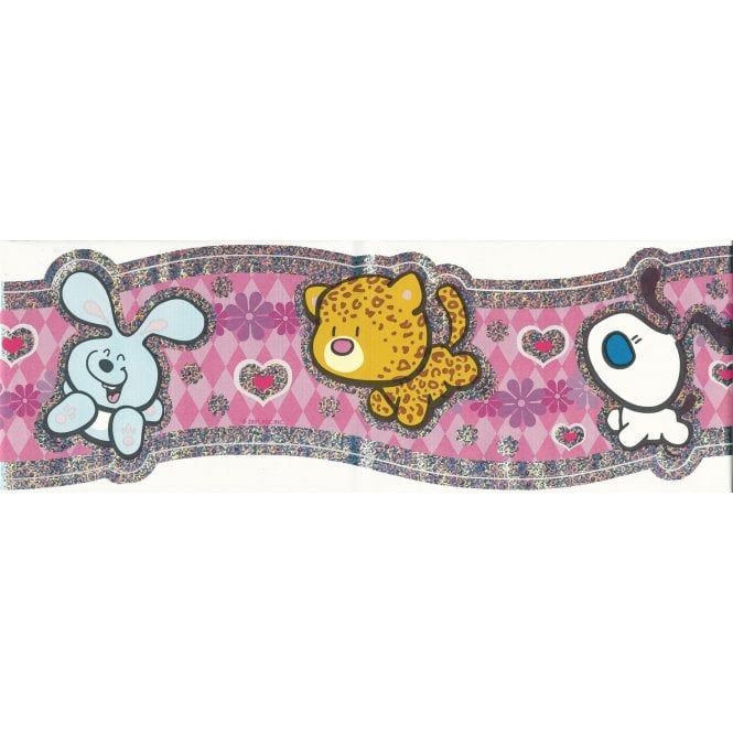 SAMPLE - Bublegum Petz Holograpahic Self Adhesive Scalloped Edge Border 60163