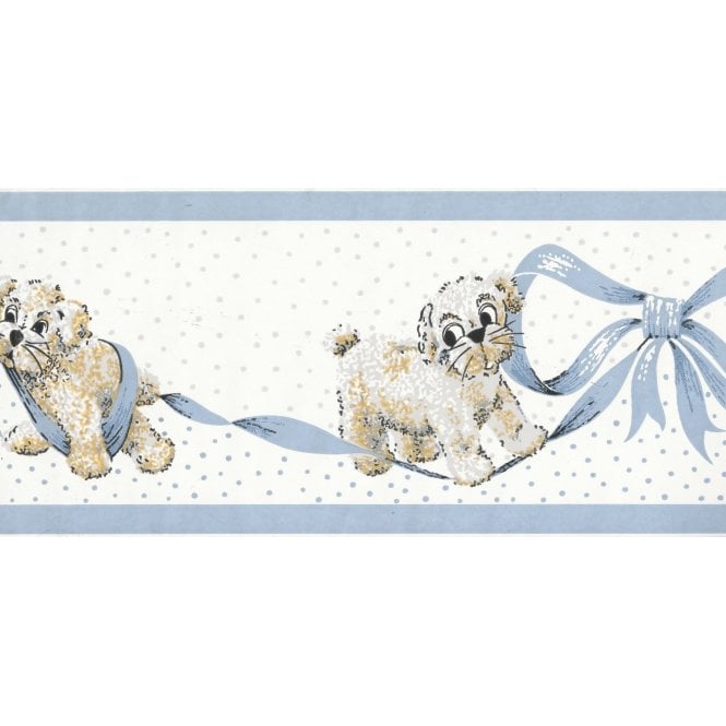 SAMPLE - Cute Puppy Blue / White Border By Euro 0041