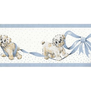 SAMPLE - Cute Puppy Blue / White Border By Euro 0041