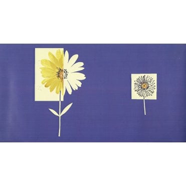 SAMPLE - Daisy Floral Blue Border by Crown 50014