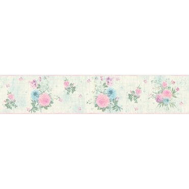 SAMPLE - Djooz Shabby Chic Green Floral Border AS Creation 35876-3