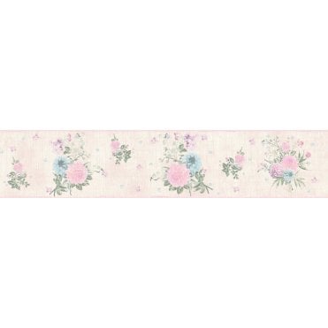 SAMPLE - Djooz Shabby Chic Pink Floral Border AS Creation 35876-1