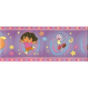 SAMPLE - Dora The Explorer Purple Self Adhesive Border by Decofun DORAEXPL
