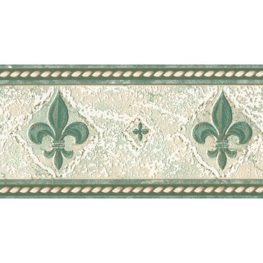 SAMPLE - Fleur De Lys Green Blown Vinyl Border by Country Decor 4205B