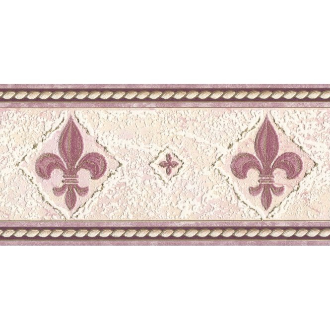 SAMPLE - Fleur De Lys Pink Blown Vinyl Border by Country Decor 4206B