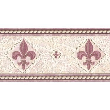SAMPLE - Fleur De Lys Pink Blown Vinyl Border by Country Decor 4206B