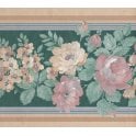 SAMPLE - Floral Bottle Green Wide Border by Fine Decor B823