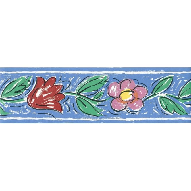 SAMPLE - Floral Sketched Narrow Multi Border by Linda Beard 55970