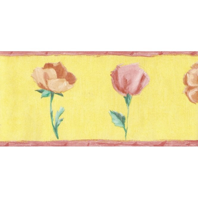 SAMPLE - Floral Yellow / Red Border by Coloroll 831280