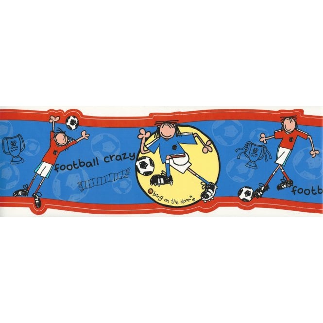 SAMPLE - Football Crazy Blue Self Adhesive Scalloped Edge Border 61911