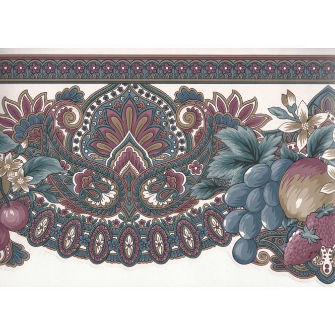 SAMPLE - Fruit & Floral Trail Scalloped Multicoloured Border by Imperial SC3000B