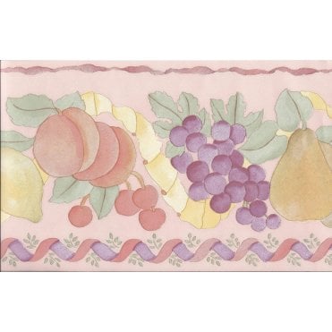 SAMPLE - Fruit Vinyl Wallpaper Border in Pink by Coloroll 561811